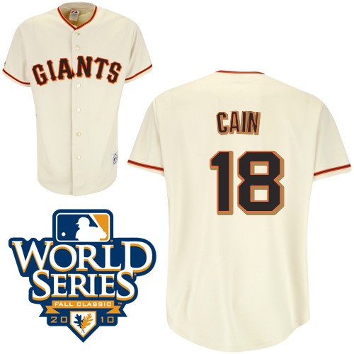 2012 New style San Francisco Giants 18 Matt Cain Cream Cool Base MLB Jersey Baseball MLB Jerseys